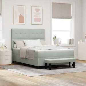 vidaXL Pat cu arcuri cu saltea Gri deschis 140 x 190 cm Catifea imagine