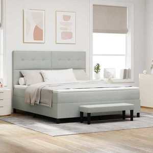 vidaXL Pat cu arcuri cu saltea Gri deschis 180 x 200 cm Catifea imagine