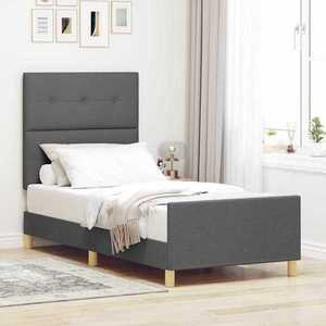 vidaXL Cadru de pat cu headboard Gri închis 80 x 200 cm țesătură imagine
