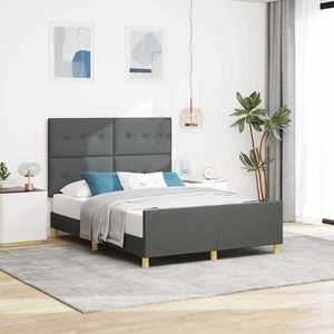 vidaXL Cadru de pat cu headboard Gri închis 160 x 200 cm țesătură imagine
