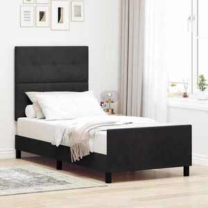 vidaXL Pat cu arcuri cu headboard Negru 80 x 200 cm Catifea imagine