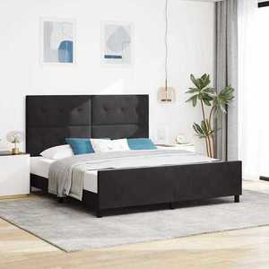 vidaXL Pat cu arcuri cu headboard Negru 180 x 200 cm Catifea imagine