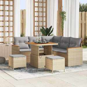 vidaXL Set de canapele pentru grădină cu pernă 8 pcs Bej Rattan poli imagine