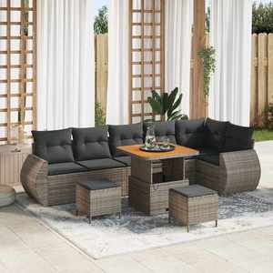 vidaXL Set de canapea cu pernă 9 pcs Gri Poli Rattan imagine