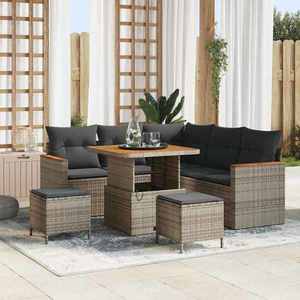 vidaXL Set de canapele pentru grădină cu pernă 8 pcs Gri Rattan poli imagine