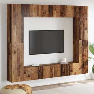 vidaXL Set comodă TV Pe perete 8 pcs Maro Lemn compozit imagine