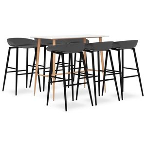vidaXL Set mobilier de bar, 7 piese, alb și gri imagine