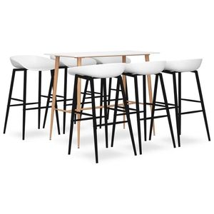 vidaXL Set mobilier de bar, 7 piese, alb imagine