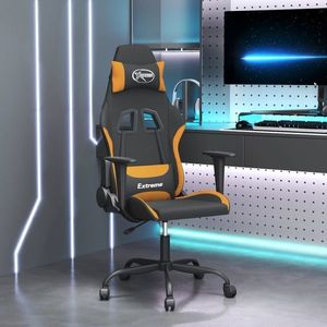 vidaXL Scaun de gaming cu masaj, negru și portocaliu, textil imagine