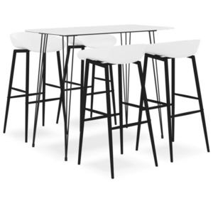 vidaXL Set mobilier de bar, 5 piese, alb imagine