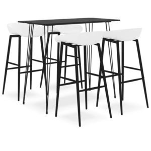 vidaXL Set mobilier de bar, 5 piese, negru și alb imagine