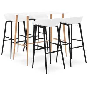 vidaXL Set mobilier de bar, 5 piese, alb imagine
