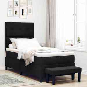 vidaXL Pat cu arcuri cu headboard Negru 80 x 200 cm țesătură imagine