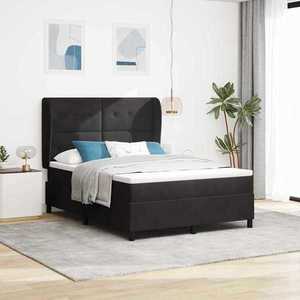 vidaXL Pat cu arcuri cu saltea cu headboard Negru 190 x 140 cm Catifea imagine