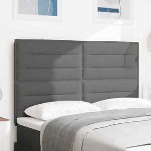 vidaXL Tăblie LED cu benzi LED cu headboard Gri închis 160 cm țesătură imagine