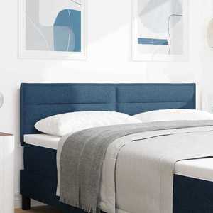 vidaXL Tăblie LED cu benzi LED cu headboard albastru 144 cm țesătură imagine