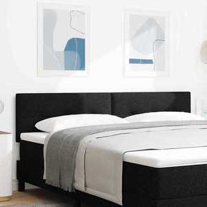 vidaXL Tăblie LED cu benzi LED cu headboard Negru 180 cm țesătură imagine