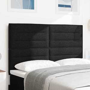 vidaXL Tăblie LED cu benzi LED cu headboard Negru 144 cm țesătură imagine
