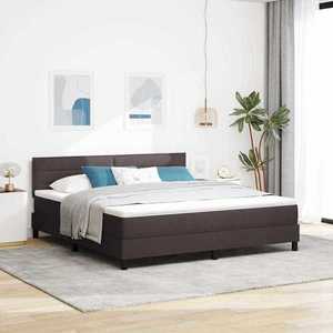 vidaXL Pat cu arcuri cu headboard Maro închis 180 x 200 cm țesătură imagine