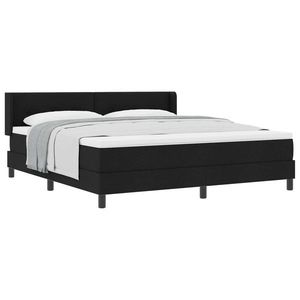 vidaXL Pat cu arcuri cu headboard Manual Negru 200 x 180 cm țesătură imagine