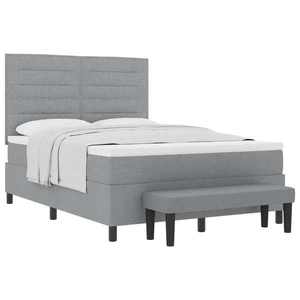 vidaXL Pat cu arcuri cu headboard Gri deschis 140 x 190 cm țesătură imagine