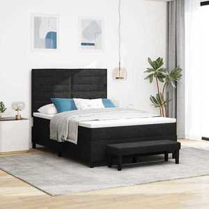 vidaXL Pat cu arcuri cu headboard Negru 160 x 200 cm țesătură imagine