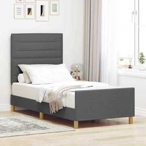 vidaXL Cadru de pat cu headboard Gri închis 80 x 200 cm țesătură imagine