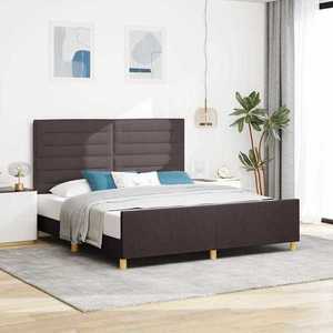 vidaXL Cadru de pat cu headboard Maro închis 180 x 200 cm țesătură imagine