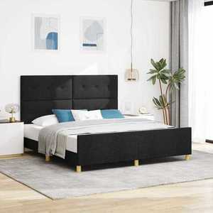 vidaXL Cadru de pat cu headboard Negru 180 x 200 cm țesătură imagine