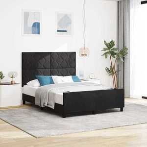 vidaXL Pat cu arcuri cu headboard Negru 140 x 190 cm Catifea imagine