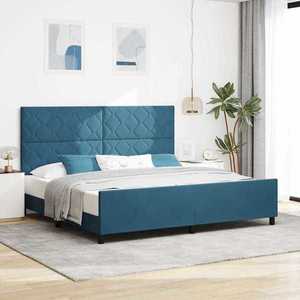 vidaXL Pat cu arcuri cu headboard Albastru închis 200 x 200 cm Catifea imagine