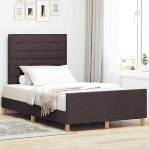 vidaXL Cadru de pat cu headboard Maro închis 120 x 200 cm țesătură imagine