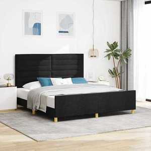 vidaXL Cadru de pat cu headboard Negru 180 x 200 cm țesătură imagine