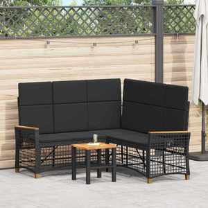 vidaXL Set de canapele reclinabile pentru grădină Manual Negru imagine