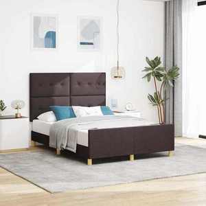 vidaXL Cadru de pat cu headboard Maro închis 160 x 200 cm țesătură imagine