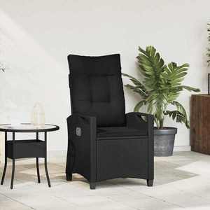 vidaXL Scaun de grădină rabatabil Negru 56 x 60 x 112 cm poliratan imagine