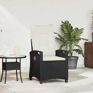 vidaXL Scaun de grădină rabatabil Negru și Crem 56 x 60 x 112 cm imagine