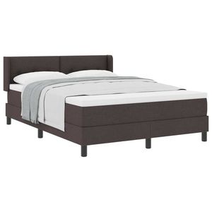 vidaXL Pat cu arcuri cu headboard Maro închis 200 x 160 cm țesătură imagine