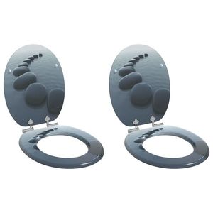 vidaXL Capac de toaletă cu închidere lentă 2 pcs Gri 44 x 38 cm imagine