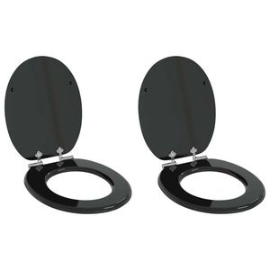 vidaXL Capac de toaletă cu închidere lentă 2 pcs Negru 44 x 38 cm imagine