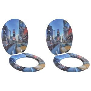 vidaXL Capac de toaletă cu închidere lentă 2 pcs Gri 44 x 38 cm imagine