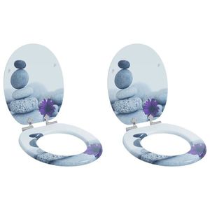vidaXL Capac de toaletă cu închidere lentă 2 pcs Gri 44 x 38 cm imagine