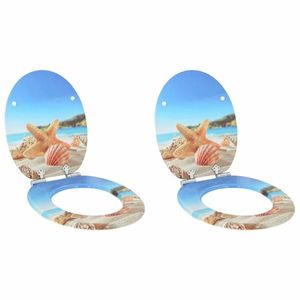 vidaXL Capac de toaletă cu închidere lentă 2 pcs Scoica Mării imagine