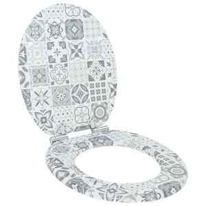 vidaXL Capac de toaletă cu închidere lentă Porțelan Alb și Albastru imagine