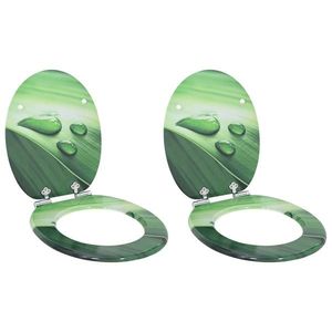 vidaXL Capac de toaletă cu închidere lentă 2 pcs Picătură Verde imagine