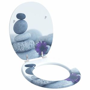 vidaXL Capac de toaletă cu închidere lentă Gri 44 x 38 cm Placă MDF imagine