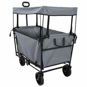 vidaXL Trolley Manevrabil Pliabil Manual Gri 105 x 56.5 x 116 cm imagine
