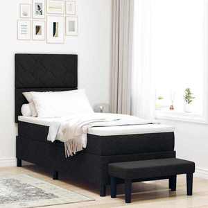 vidaXL Pat cu arcuri cu headboard Negru 80 x 200 cm țesătură imagine