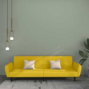 vidaXL Canapea extensibilă cu 2 locuri, galben, catifea imagine