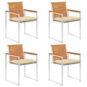 vidaXL Scaune de grădină cu perne, 4 buc., lemn masiv de acacia imagine